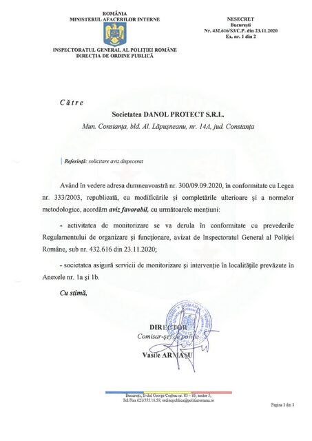 Aviz dispecerat de monitorizare și intervenție